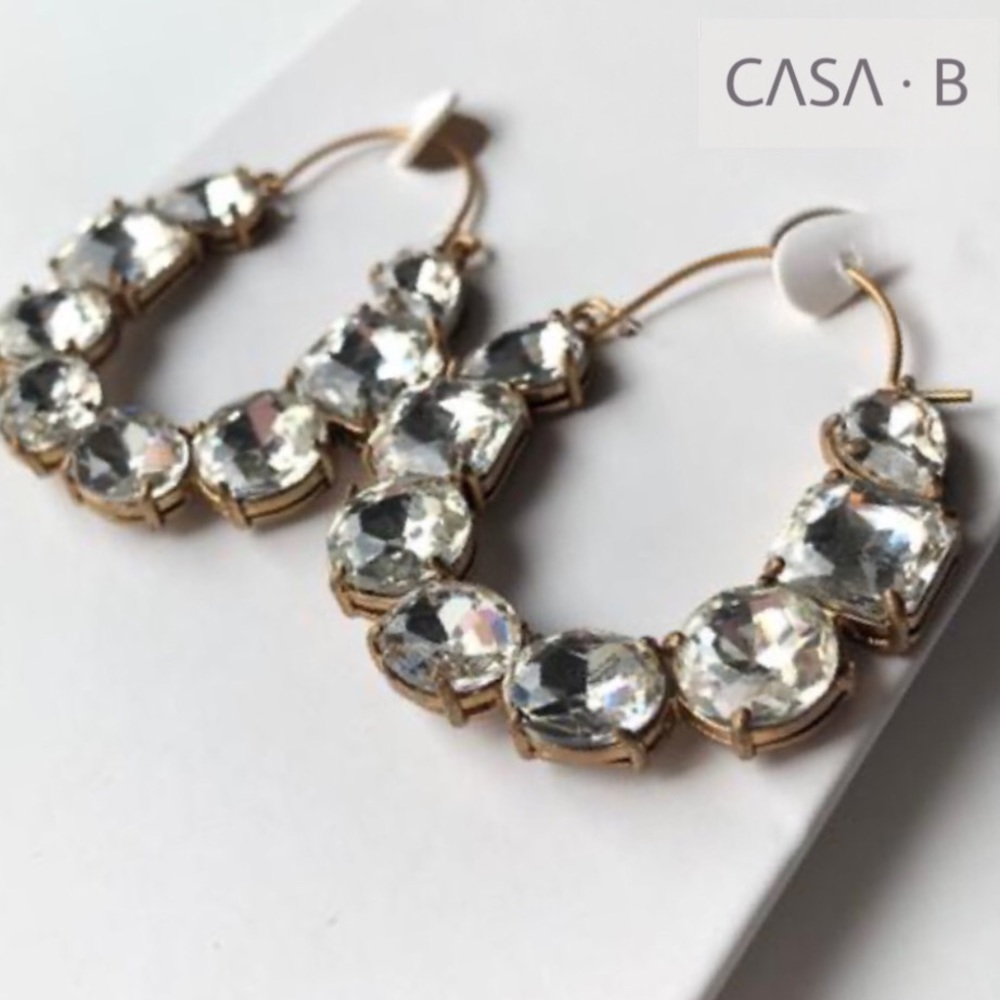5⭐️CASA B | Gordie Crystal Hoop Earrings - Picture 2 of 2